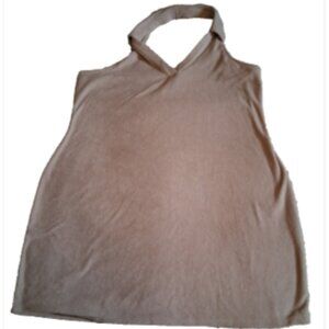 bar 111 Womens Plus Size 2X Beige Terry Cloth Halter Neck Lightweight Top NWT